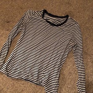 Gap long sleeved navy and white striped tee